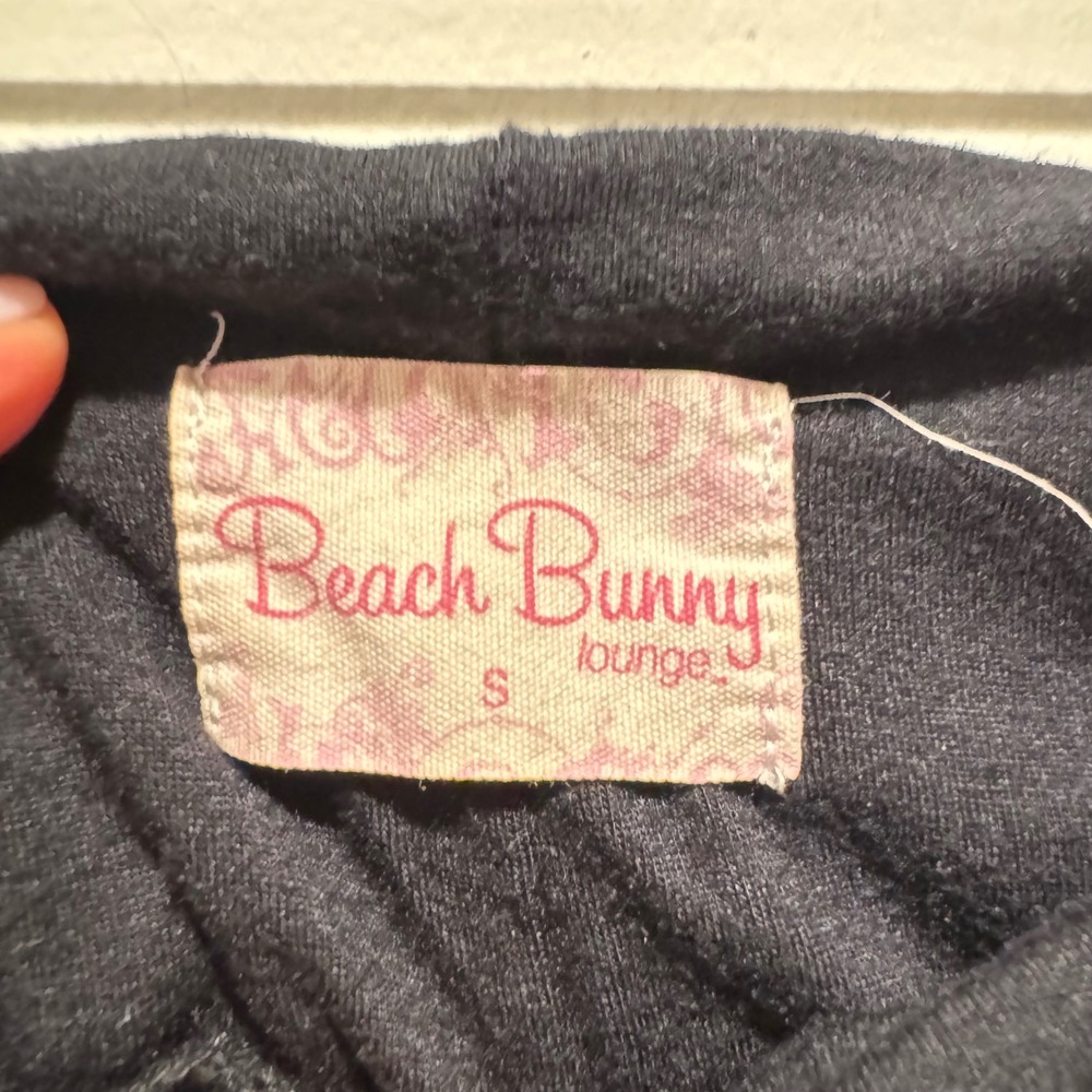 Beach Bunny Y2K Black Pink Crochet Tracksuit Low Rise Scrunch Flare Hoodie Set - Picture 6 of 9